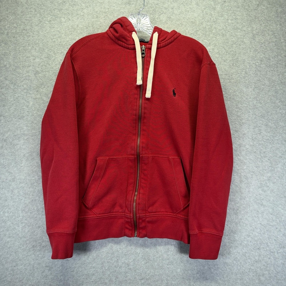 Polo by Ralph Lauren Red Zip-Up Hoodie with Contrast Drawstrings